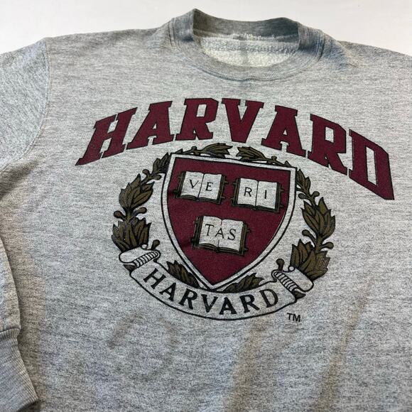 Harvard University Vintage Distressed Gray Sweatshirt Size Medium - Picture 6 of 8
